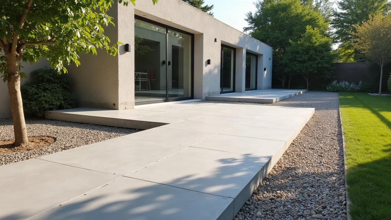 Dallage et terrasse béton à Prahecq, sur la plaine calcaire niortaise
