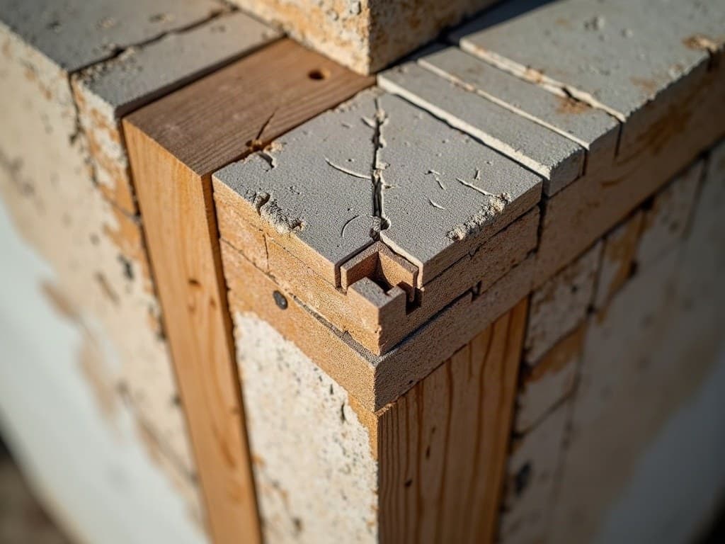 Coffrage bois pour un soubassement, étais et serre-joints en place avant coulage