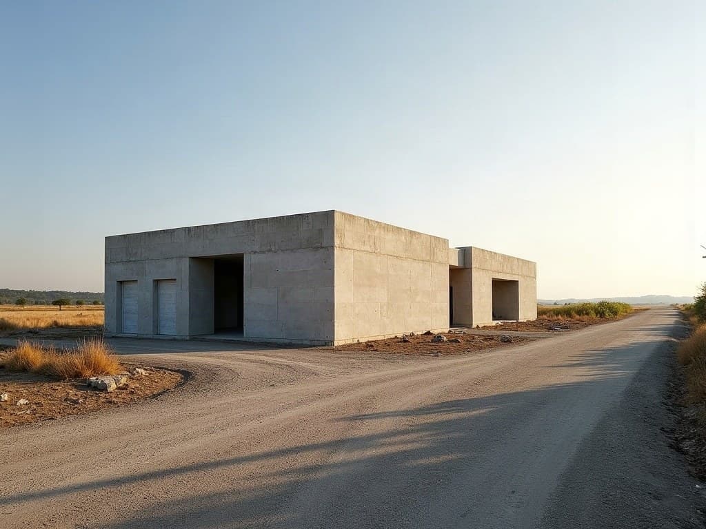 Extension pavillonnaire en parpaing enduit à La Crèche, dalle béton et coffrage de fondation visibles